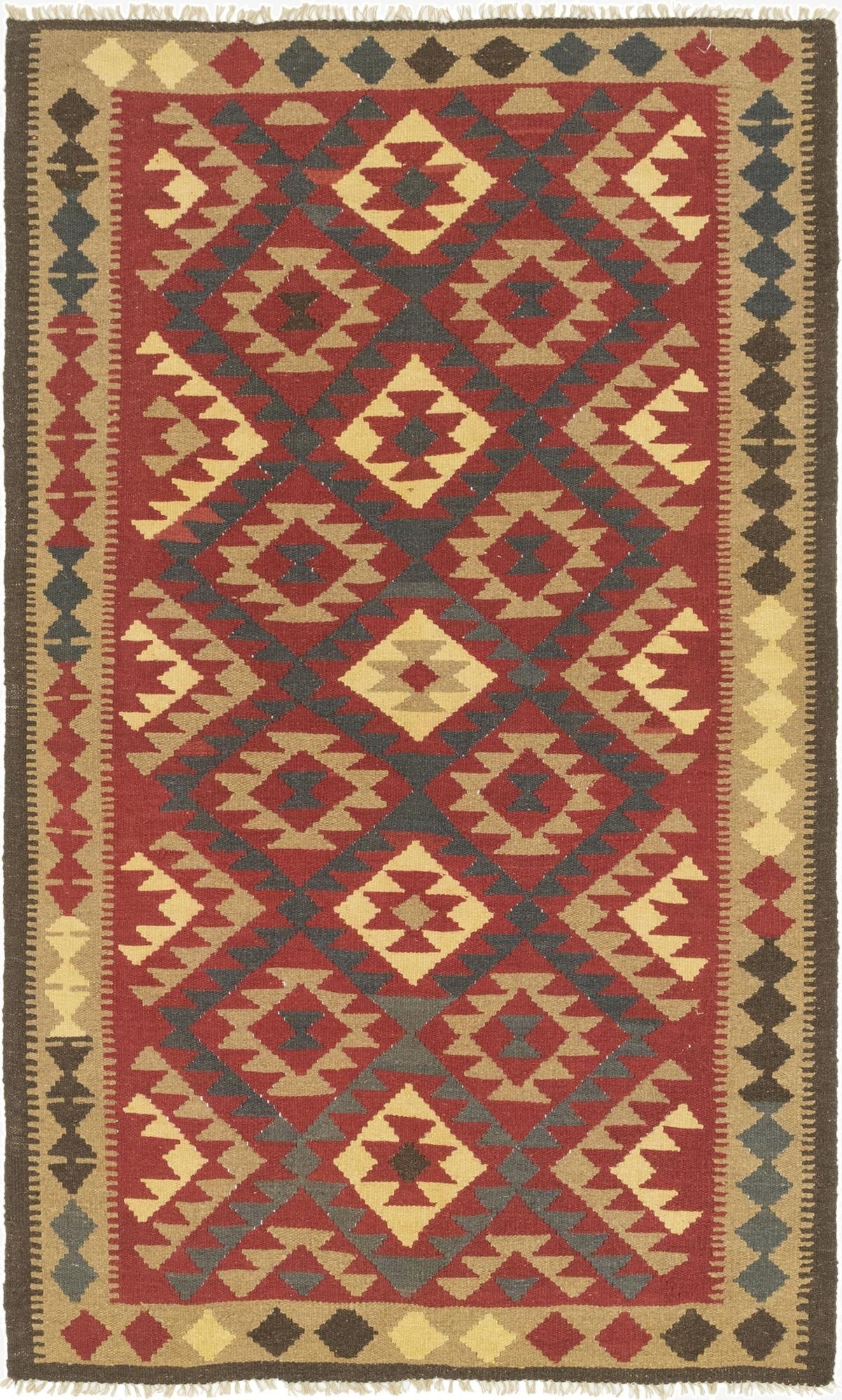  5' x 8' 6  Hand Woven Kilim Maymana Wool Rug