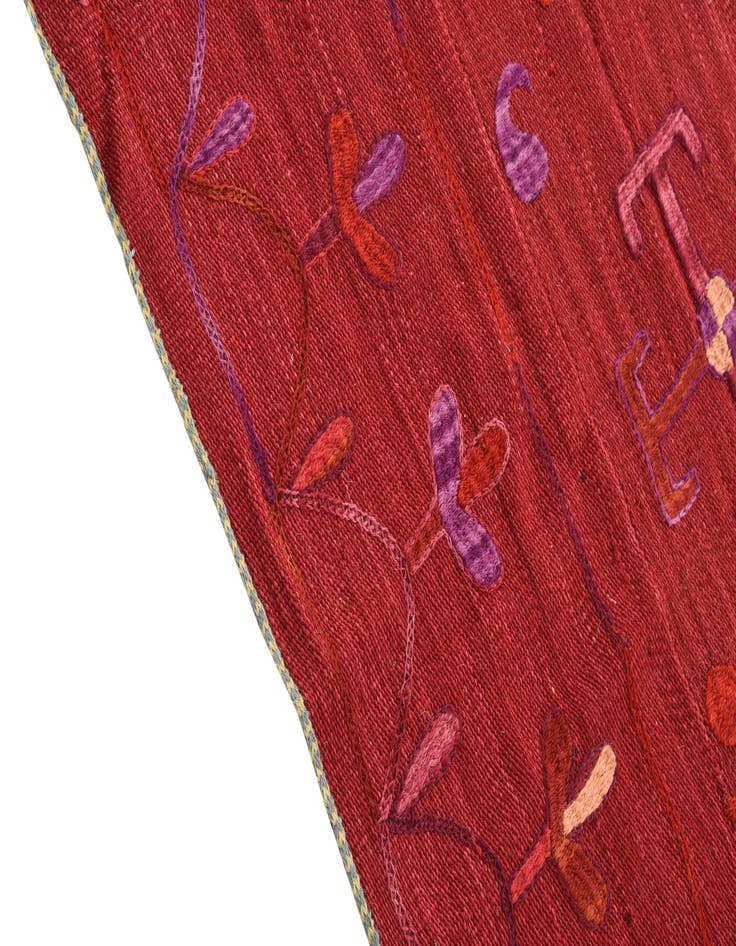 Detail image of  4' 7 x 5' 10  Hand Woven Kilim Suzani Wool Rug