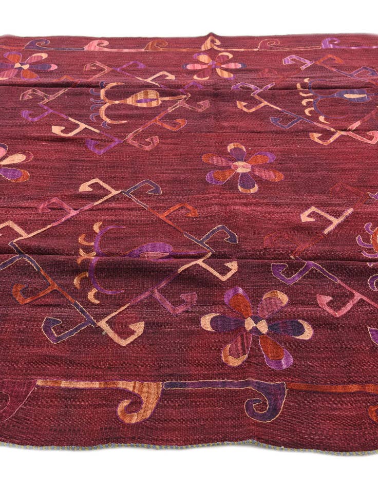 Detail image of  5' 8 x 7' 2  Hand Woven Kilim Suzani Wool Rug