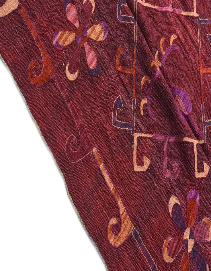 Detail image of  5' 8 x 7' 2  Hand Woven Kilim Suzani Wool Rug