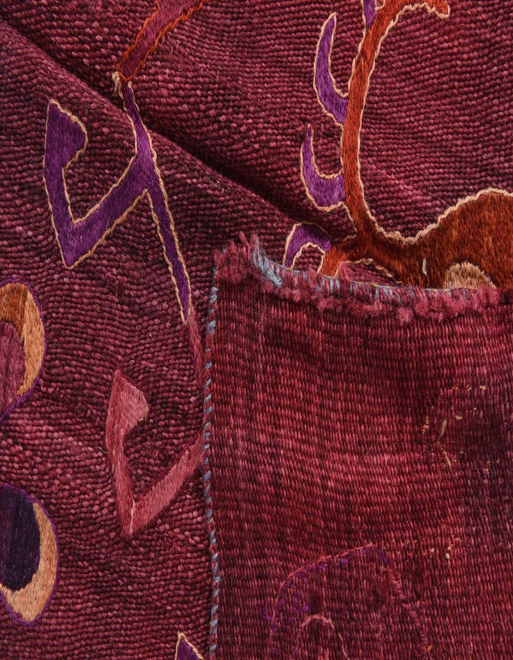 Detail image of  5' 8 x 7' 2  Hand Woven Kilim Suzani Wool Rug