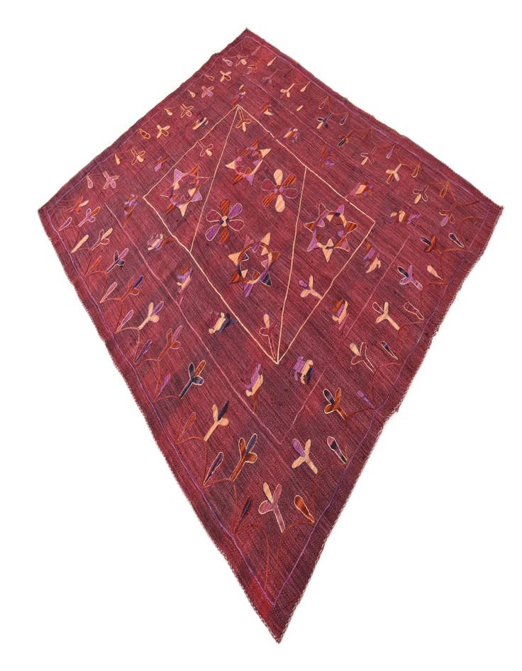 Detail image of  5' 10 x 7'  Hand Woven Kilim Suzani Wool Rug