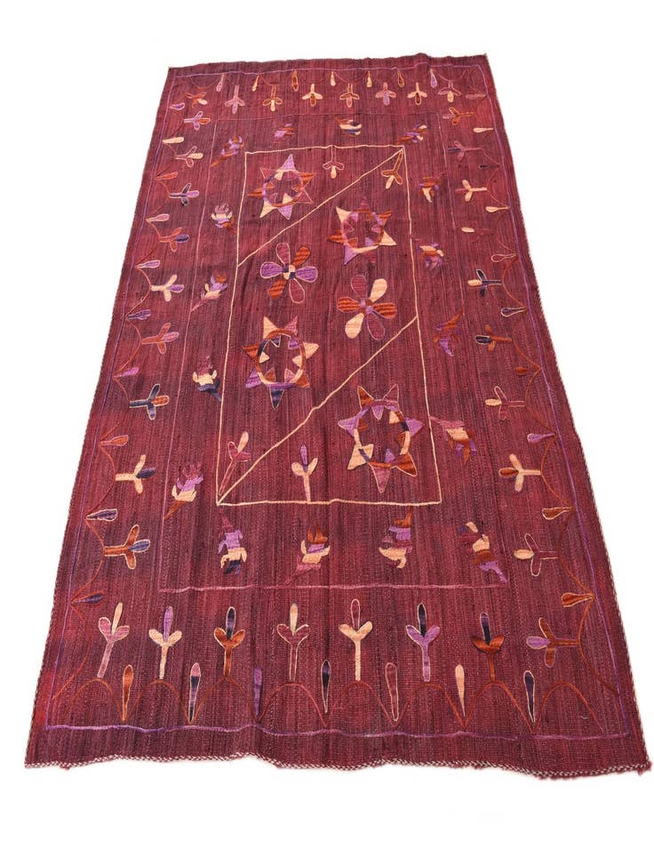 Detail image of  5' 10 x 7'  Hand Woven Kilim Suzani Wool Rug