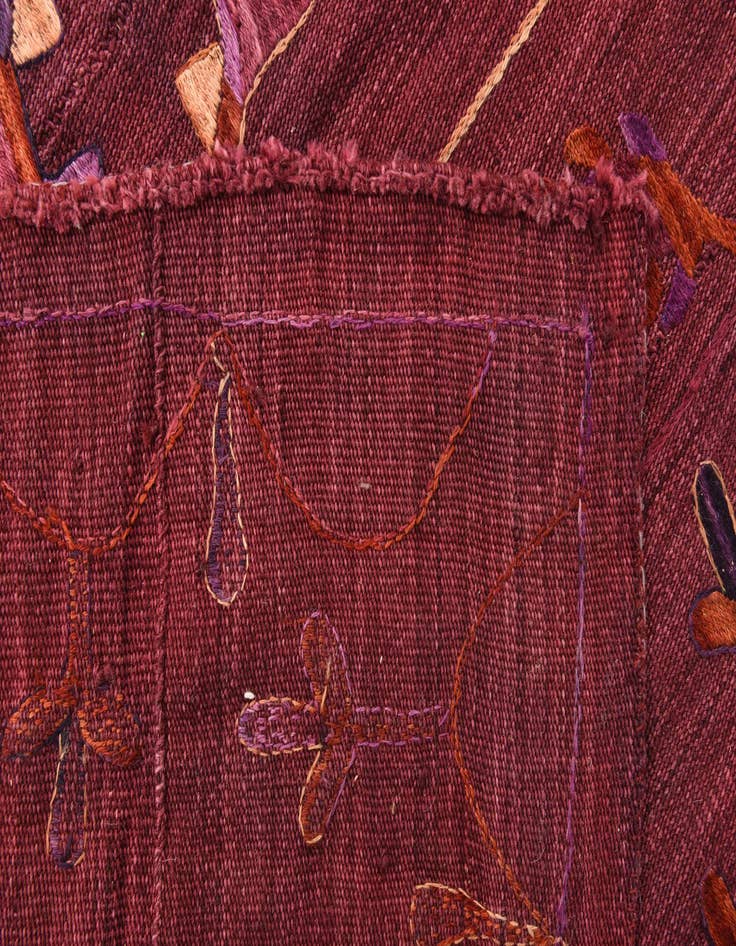 Detail image of  5' 10 x 7'  Hand Woven Kilim Suzani Wool Rug