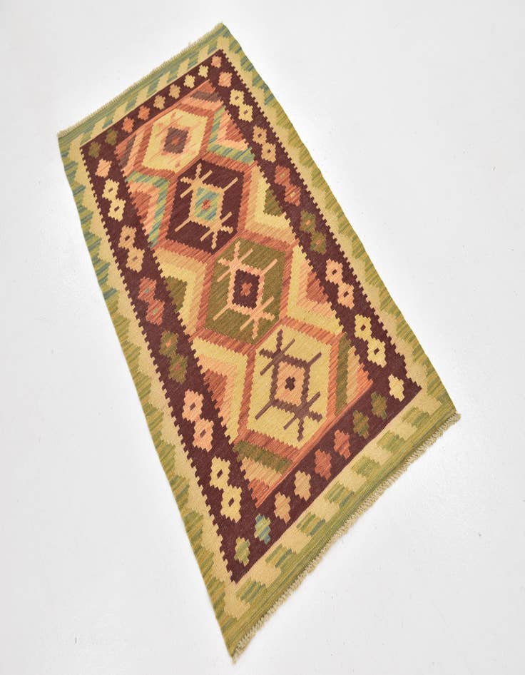 Detail image of  2' 7 x 4' 3  Hand Woven Kilim Waziri Wool Rug