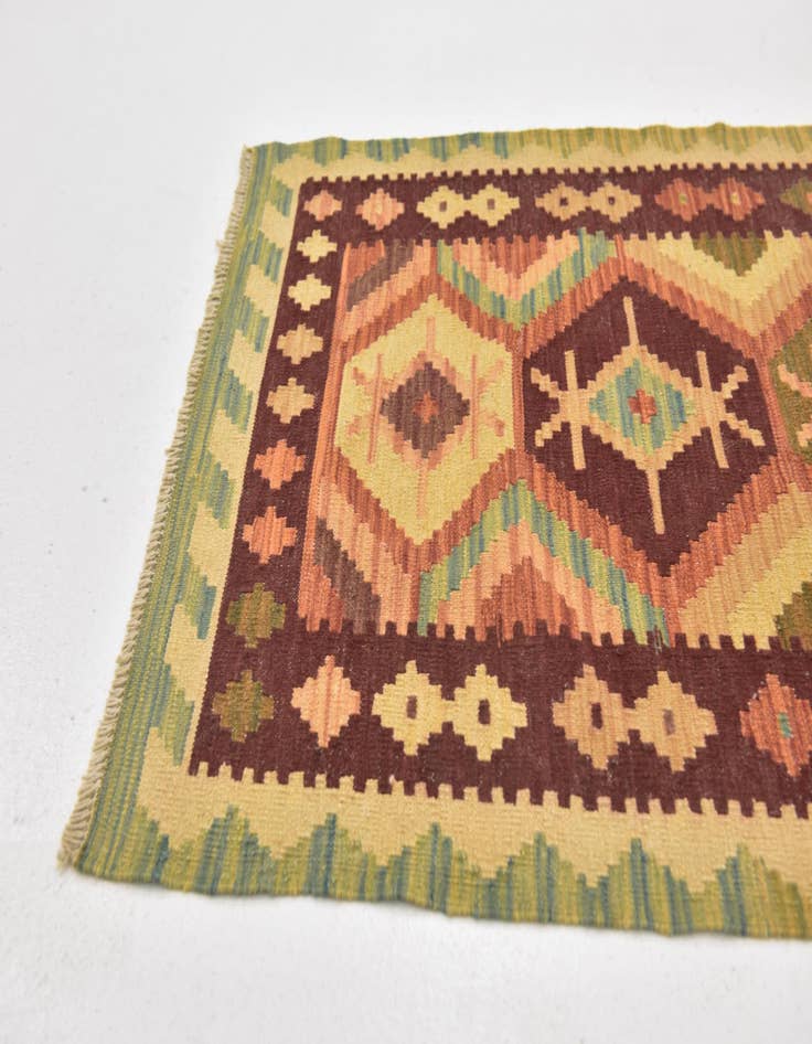Detail image of  2' 7 x 4' 3  Hand Woven Kilim Waziri Wool Rug