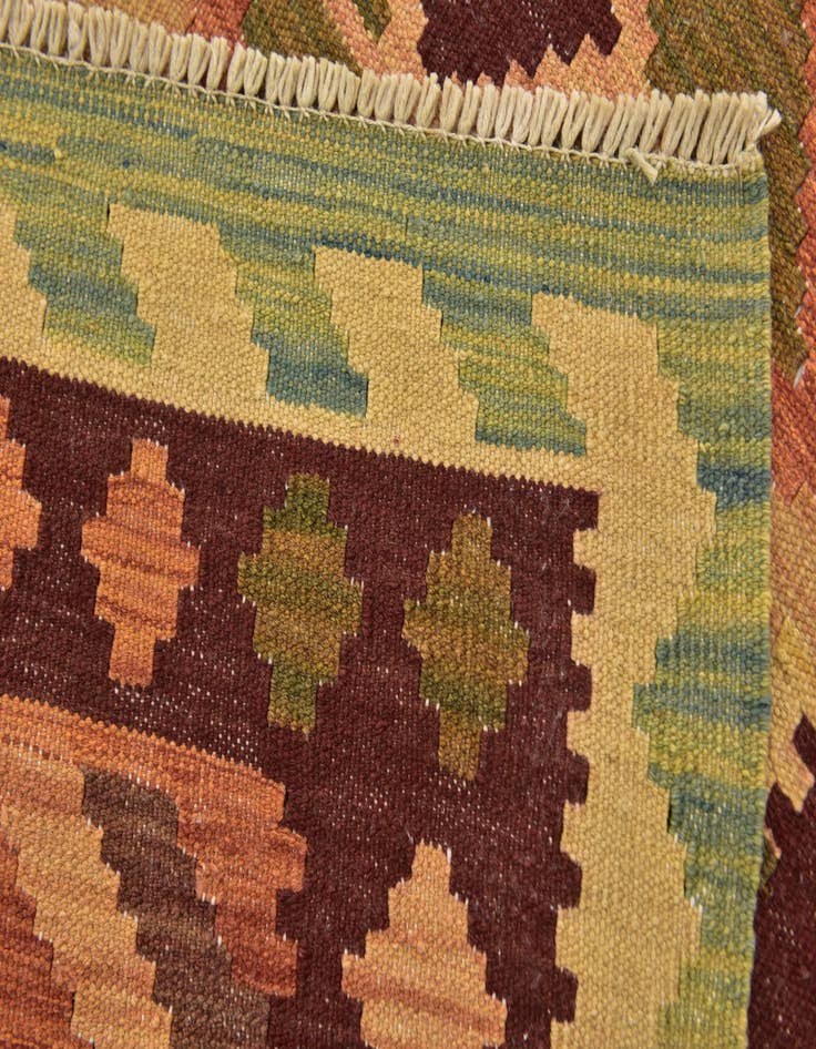 Detail image of  2' 7 x 4' 3  Hand Woven Kilim Waziri Wool Rug