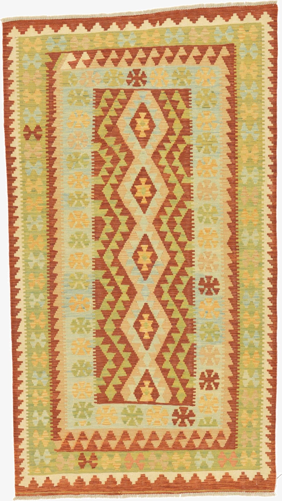  3' 6 x 6' 3  Hand Woven Kilim Waziri Wool Rug