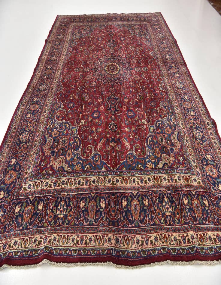 Detail image of  9' 6 x 12' 9  Hand Knotted Mashad Persian Wool Rug