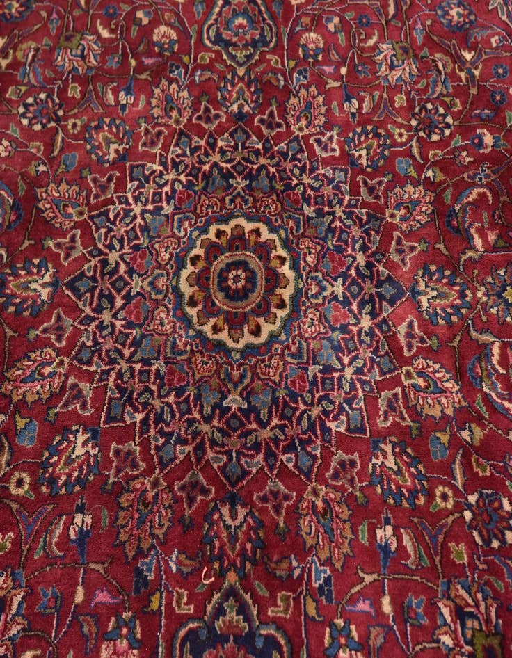 Detail image of  9' 6 x 12' 9  Hand Knotted Mashad Persian Wool Rug