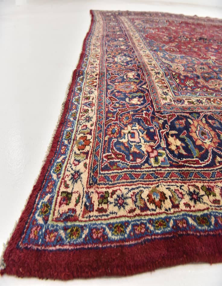 Detail image of  9' 6 x 12' 9  Hand Knotted Mashad Persian Wool Rug