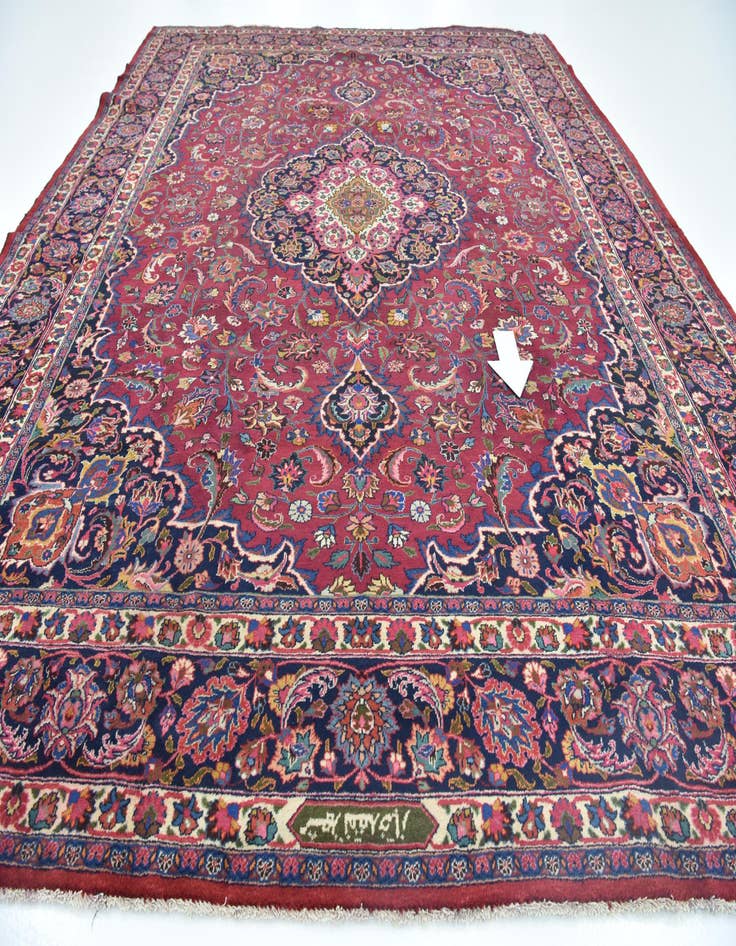 Detail image of  10' x 12' 6  Hand Knotted Mashad Persian Wool Rug