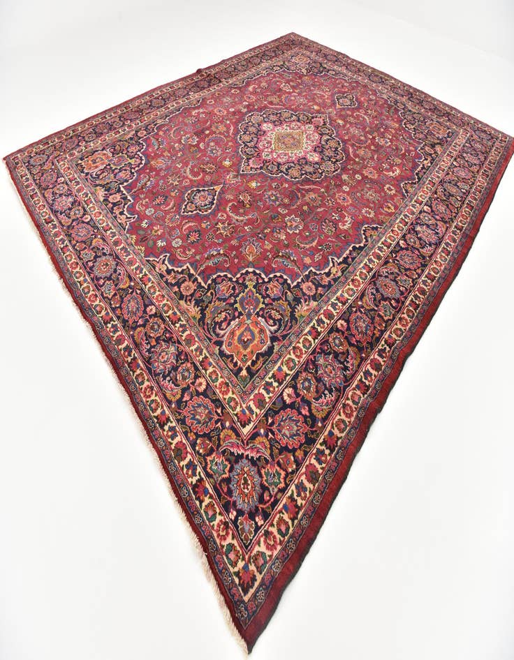 Detail image of  10' x 12' 6  Hand Knotted Mashad Persian Wool Rug