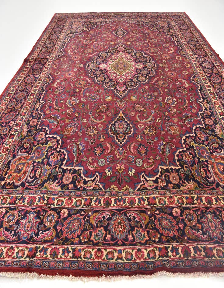 Detail image of  10' x 12' 6  Hand Knotted Mashad Persian Wool Rug