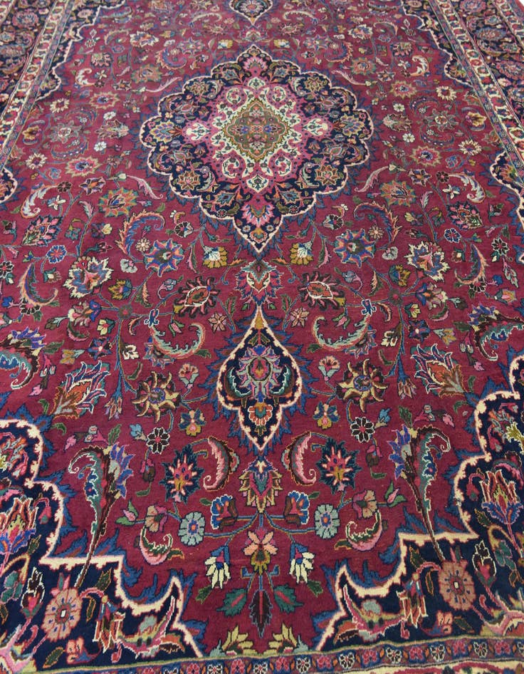 Detail image of  10' x 12' 6  Hand Knotted Mashad Persian Wool Rug