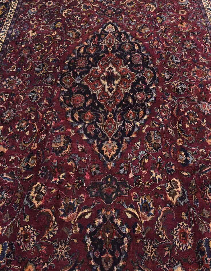 Detail image of  9' 8 x 12' 7  Hand Knotted Mashad Persian Wool Rug
