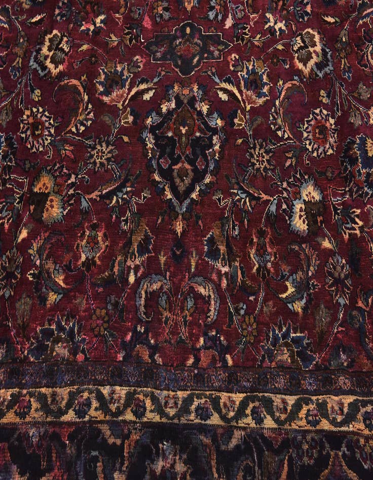 Detail image of  9' 8 x 12' 7  Hand Knotted Mashad Persian Wool Rug