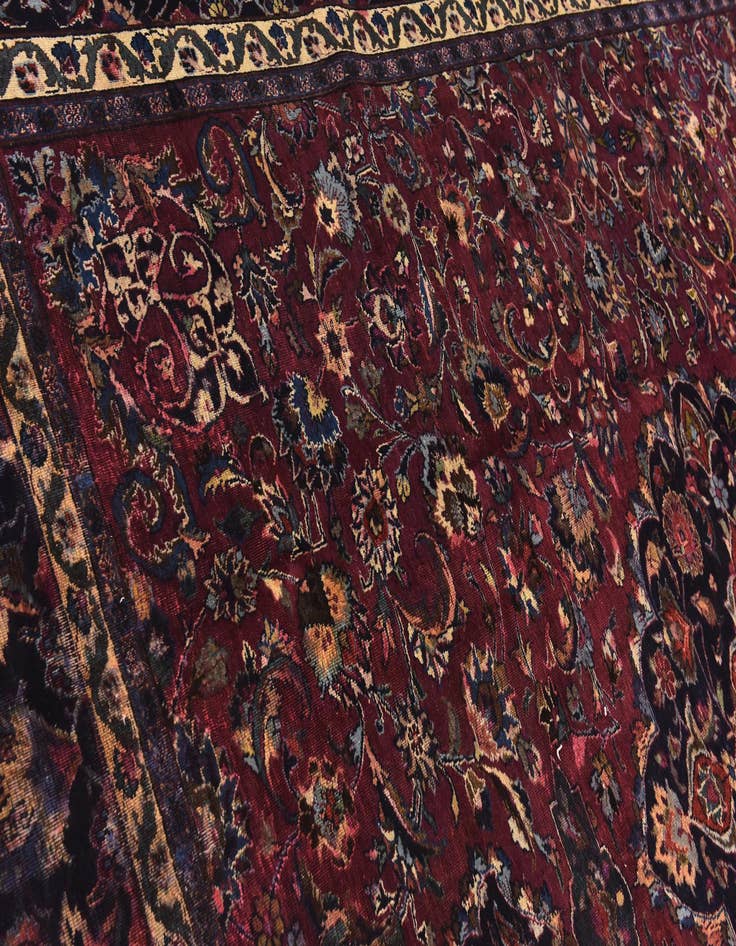 Detail image of  9' 8 x 12' 7  Hand Knotted Mashad Persian Wool Rug