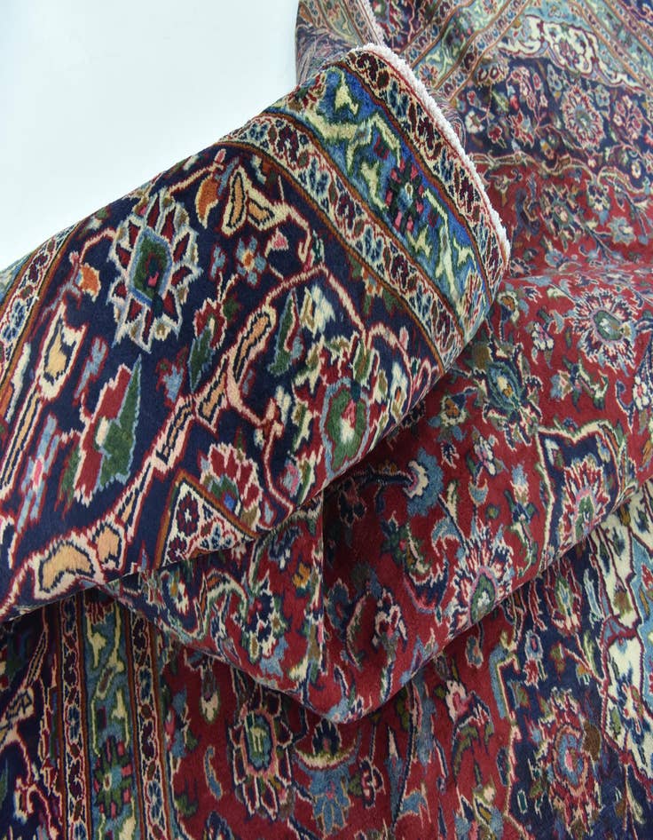 Detail image of  9' 7 x 12' 9  Hand Knotted Mashad Persian Wool Rug