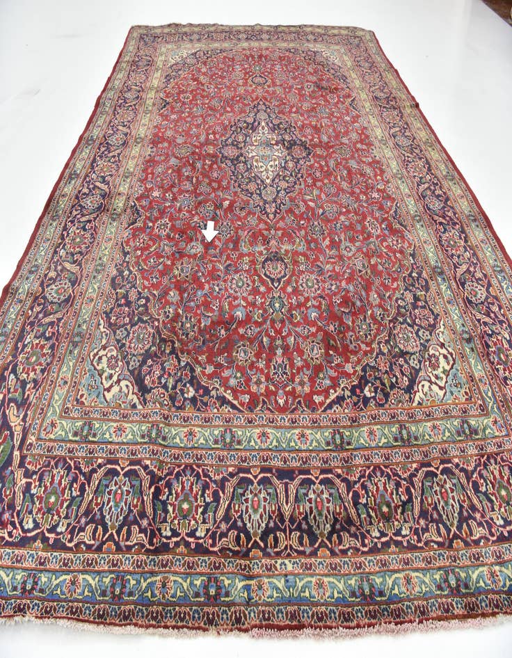 Detail image of  9' 7 x 12' 9  Hand Knotted Mashad Persian Wool Rug