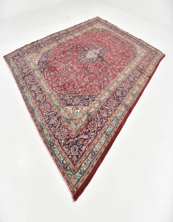 Detail image of  9' 7 x 12' 9  Hand Knotted Mashad Persian Wool Rug