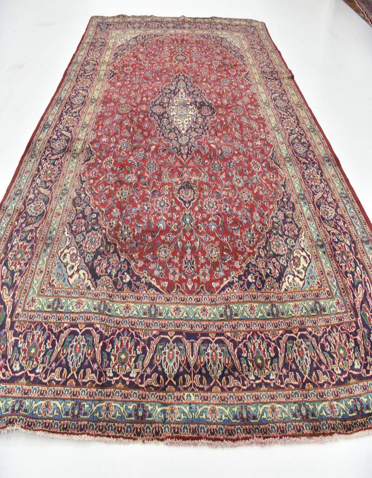 Detail image of  9' 7 x 12' 9  Hand Knotted Mashad Persian Wool Rug