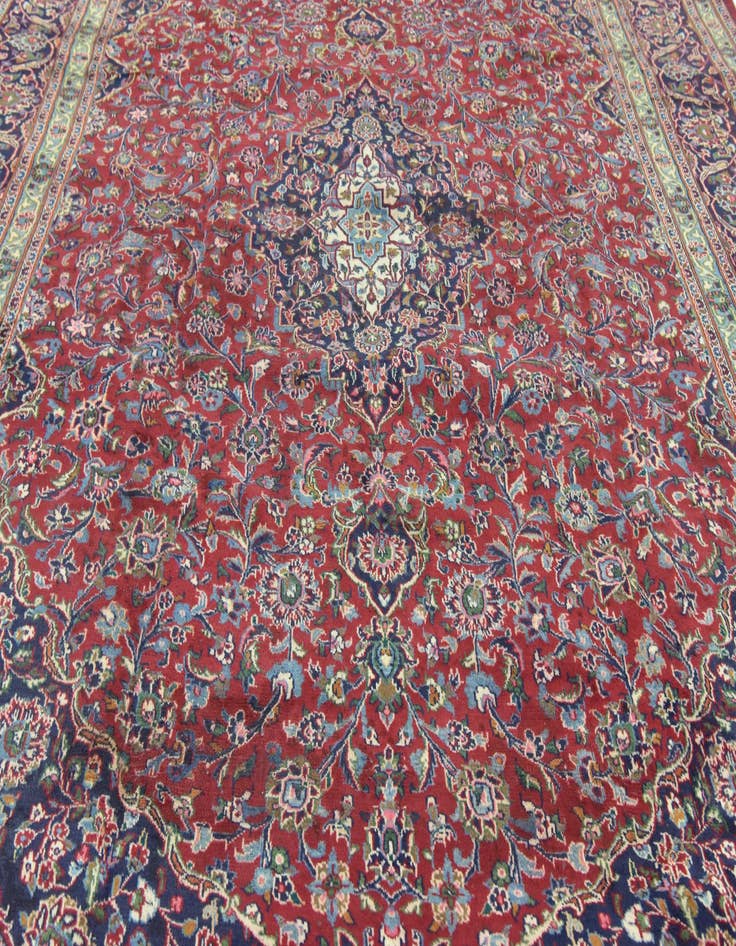 Detail image of  9' 7 x 12' 9  Hand Knotted Mashad Persian Wool Rug
