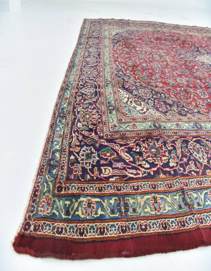 Detail image of  9' 7 x 12' 9  Hand Knotted Mashad Persian Wool Rug