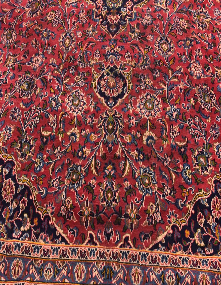 Detail image of 9' 9 x 13' Hand Knotted Mashad Persian Wool Rug