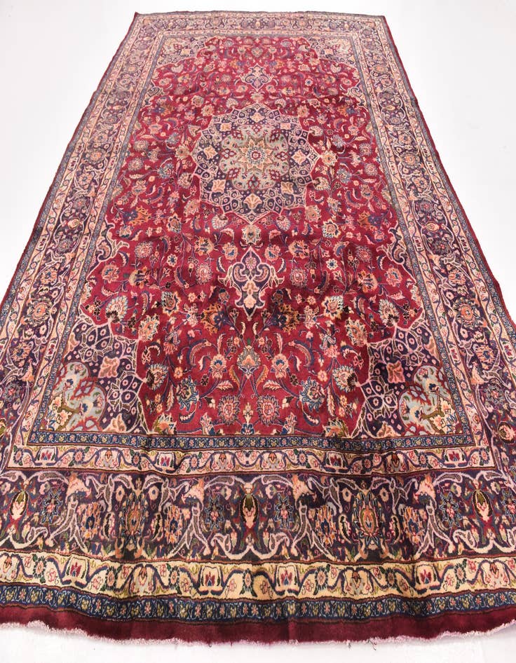 Detail image of 9' 9 x 12' 8 Hand Knotted Mashad Persian Wool Rug