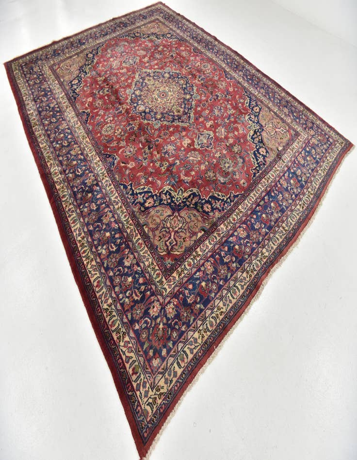 Detail image of  9' 9 x 12' 6  Hand Knotted Mashad Persian Wool Rug