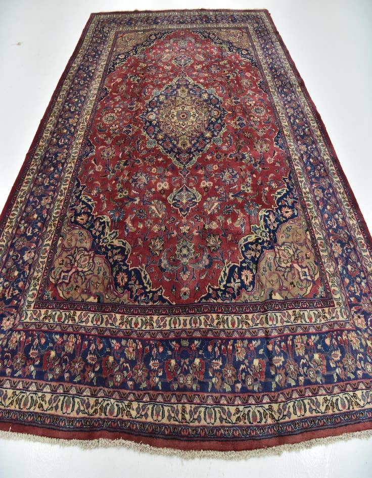 Detail image of  9' 9 x 12' 6  Hand Knotted Mashad Persian Wool Rug