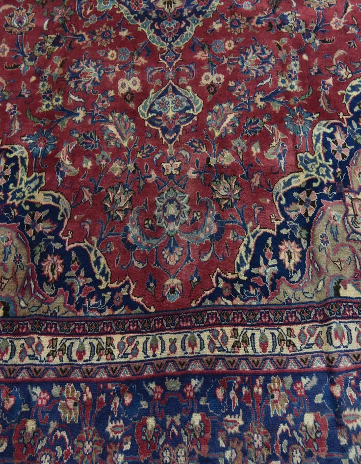 Detail image of  9' 9 x 12' 6  Hand Knotted Mashad Persian Wool Rug