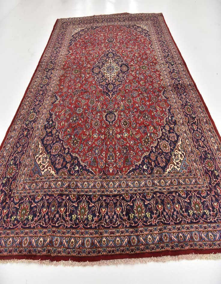 Detail image of  9' 8 x 12' 8  Hand Knotted Mashad Persian Wool Rug