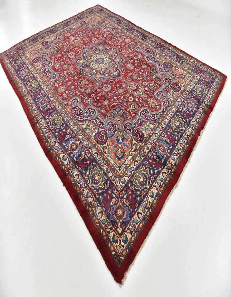 Detail image of  9' 9 x 12' 9  Hand Knotted Mashad Persian Wool Rug