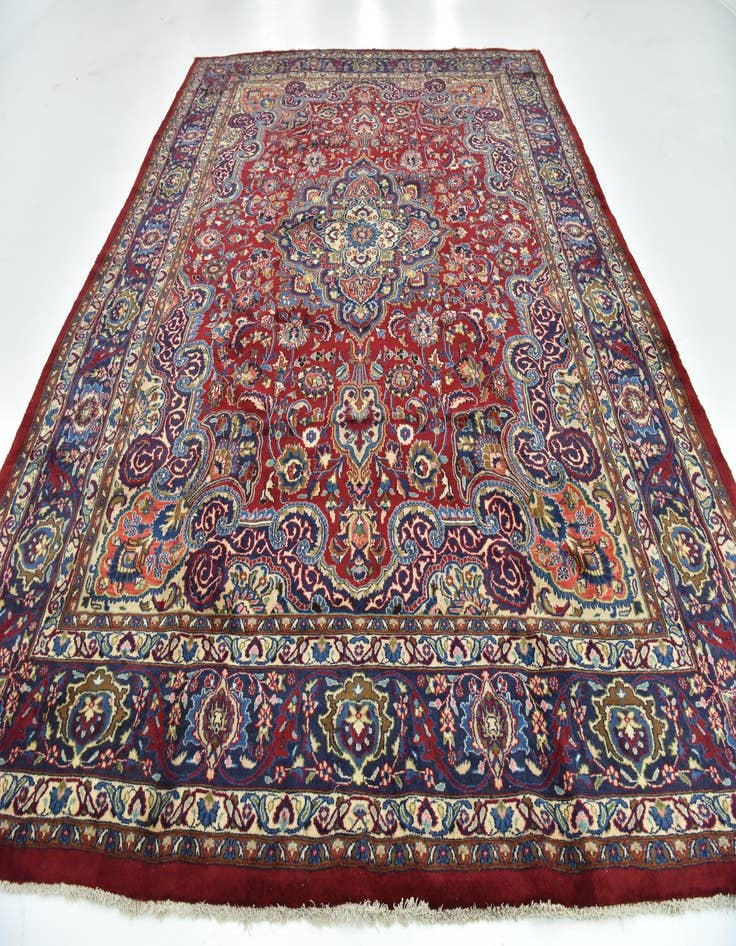 Detail image of  9' 9 x 12' 9  Hand Knotted Mashad Persian Wool Rug