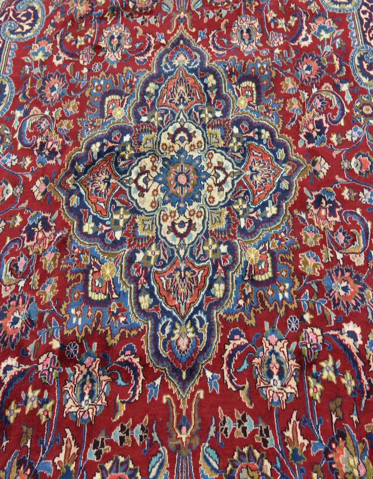 Detail image of  9' 9 x 12' 9  Hand Knotted Mashad Persian Wool Rug