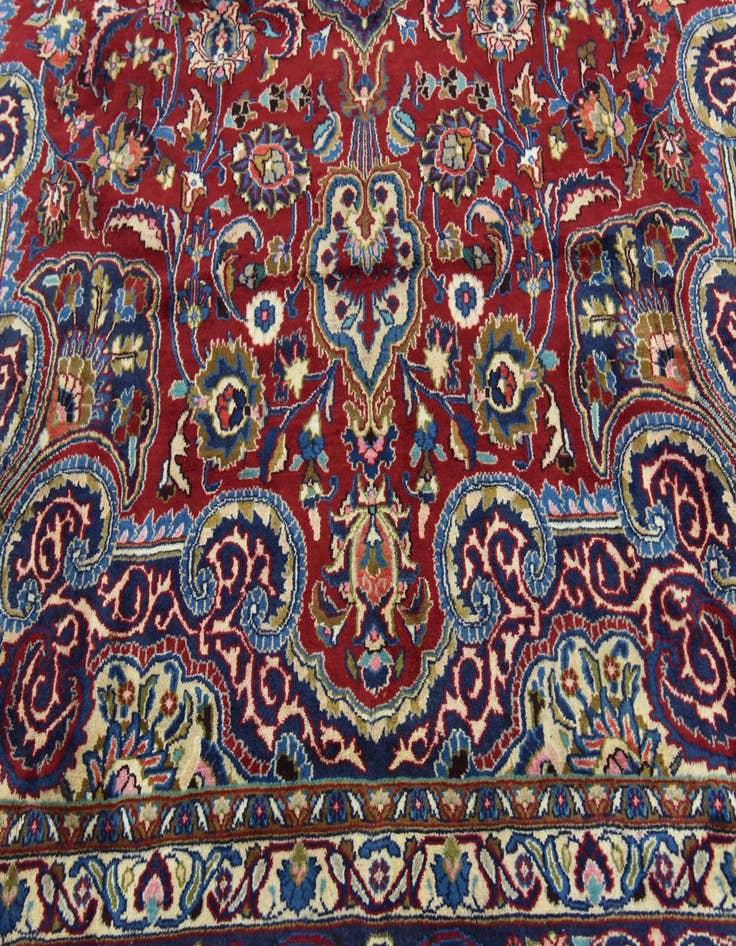Detail image of  9' 9 x 12' 9  Hand Knotted Mashad Persian Wool Rug