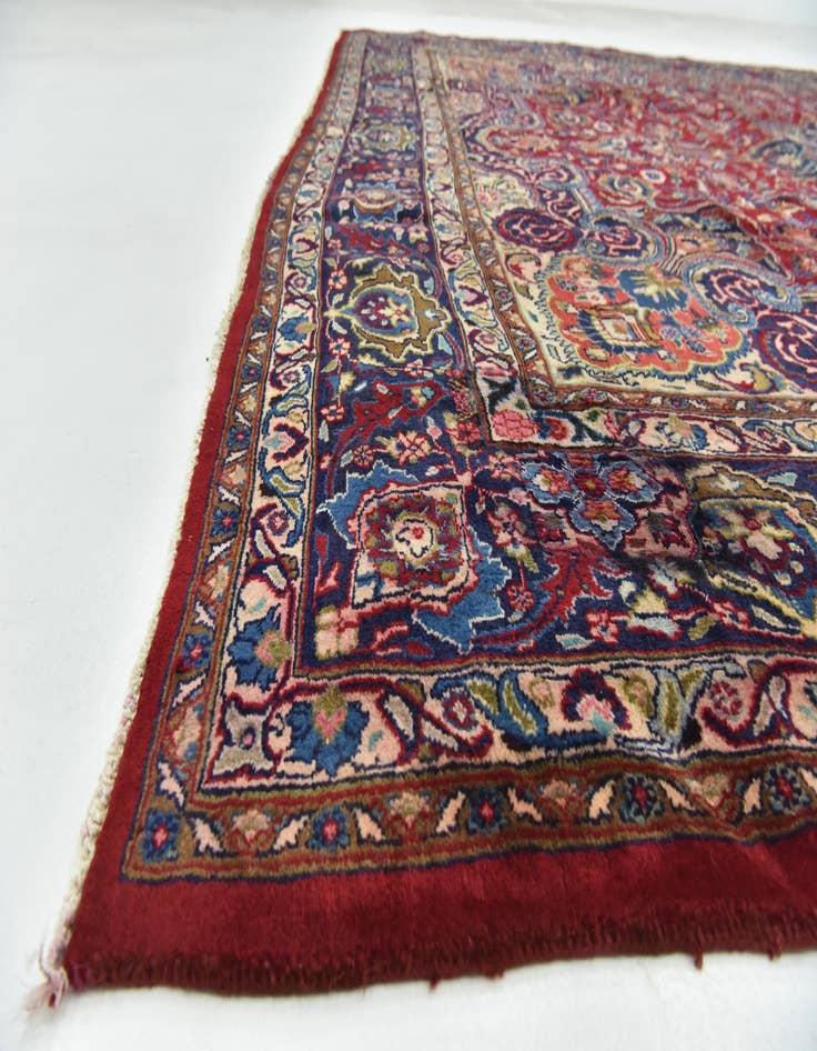 Detail image of  9' 9 x 12' 9  Hand Knotted Mashad Persian Wool Rug