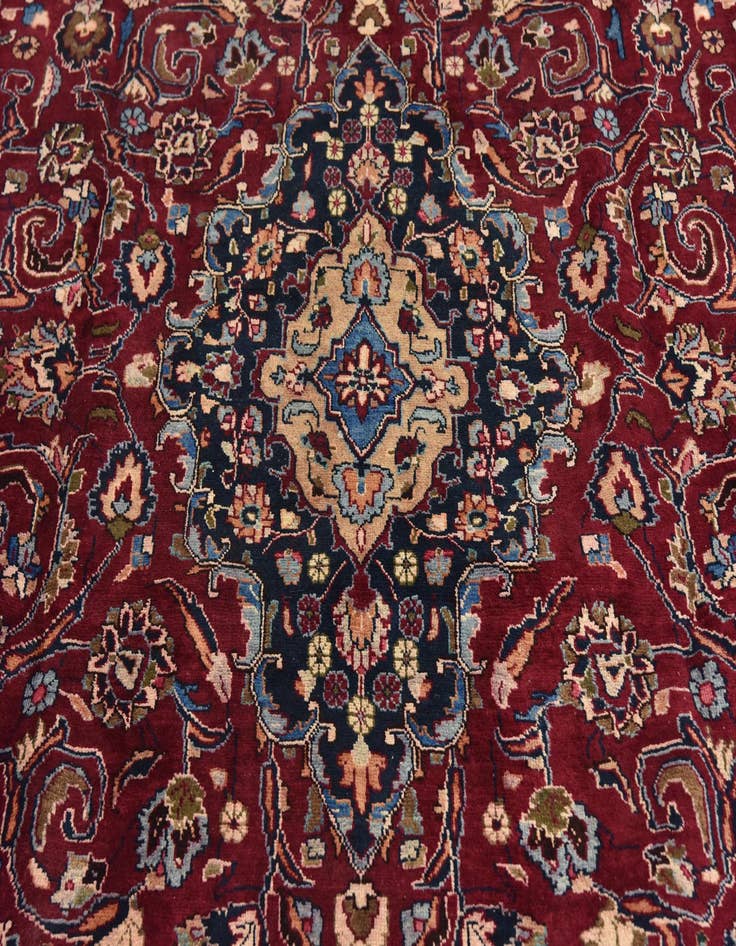 Detail image of  9' 8 x 12' 10  Hand Knotted Mashad Persian Wool Rug
