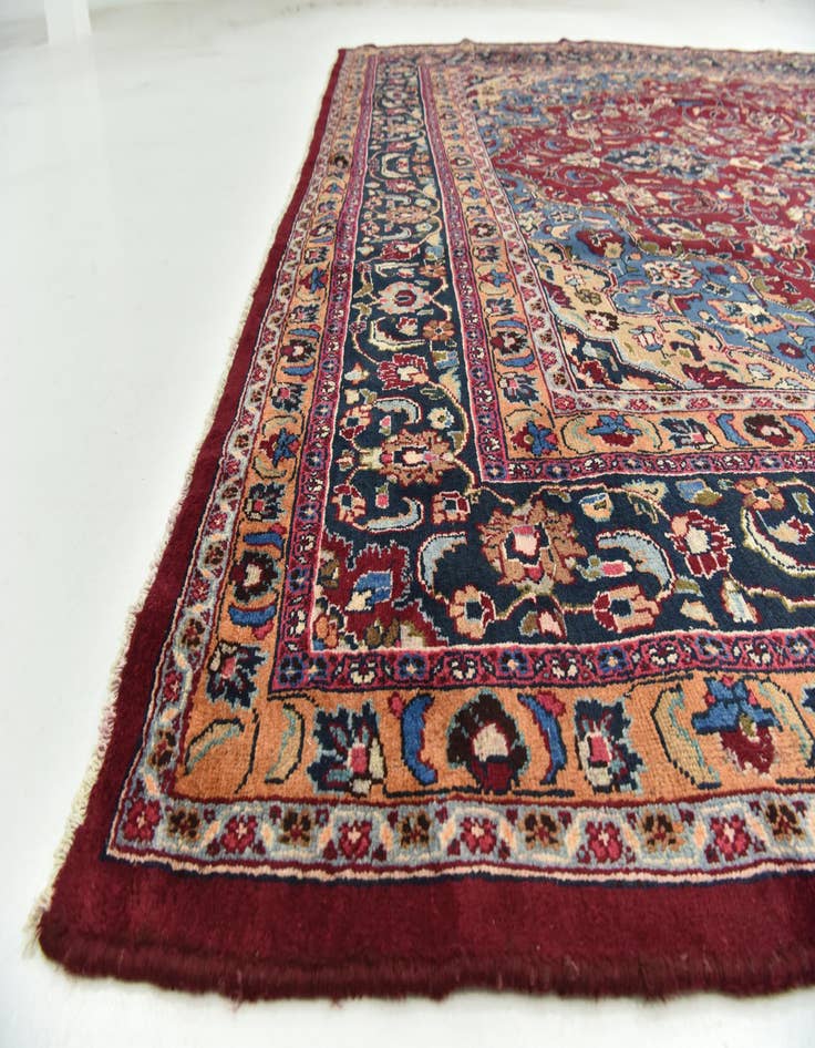 Detail image of  9' 8 x 12' 10  Hand Knotted Mashad Persian Wool Rug