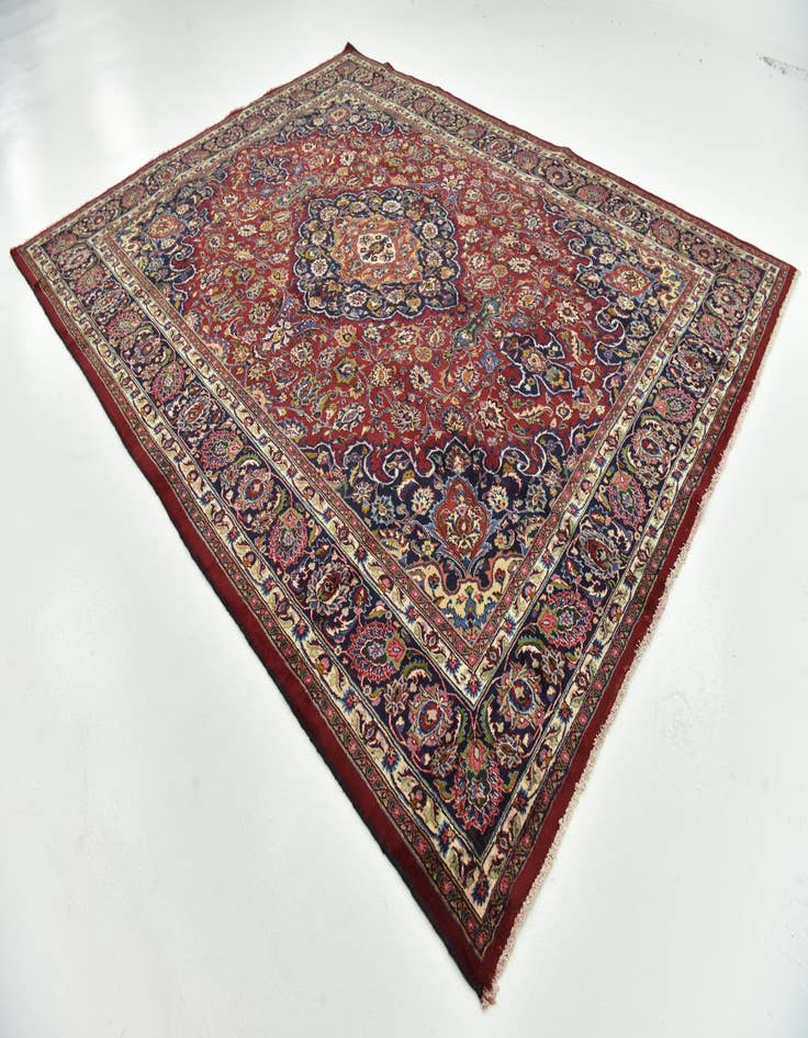 Detail image of  9' 9 x 12' 8  Hand Knotted Mashad Persian Wool Rug