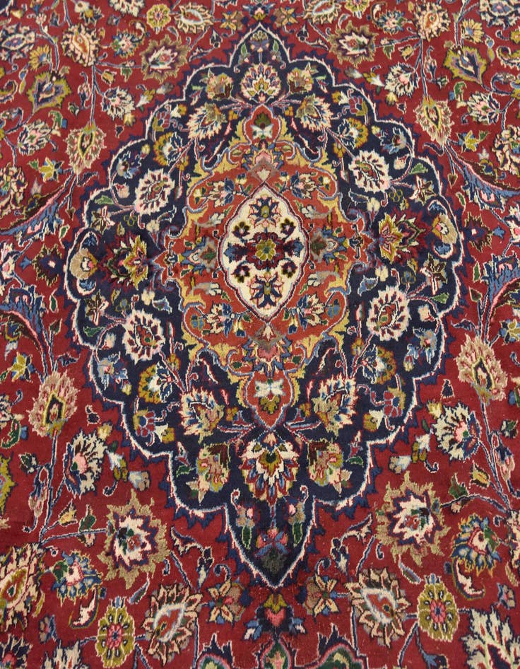 Detail image of  9' 9 x 12' 8  Hand Knotted Mashad Persian Wool Rug
