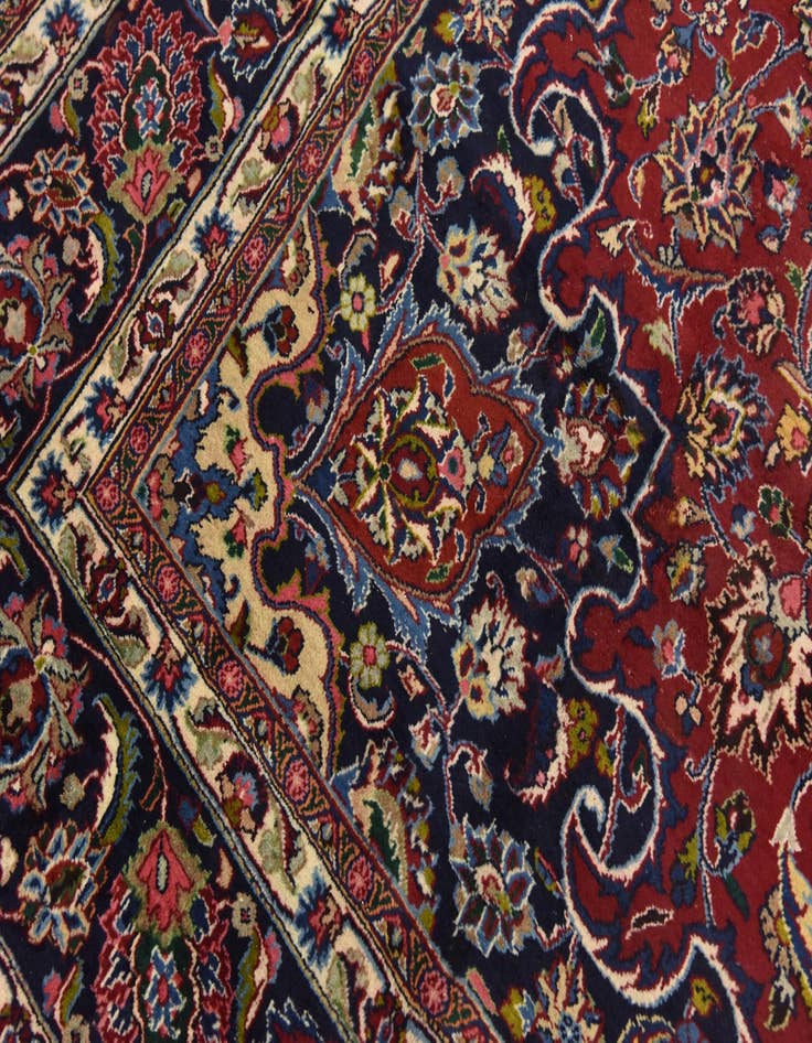 Detail image of  9' 9 x 12' 8  Hand Knotted Mashad Persian Wool Rug