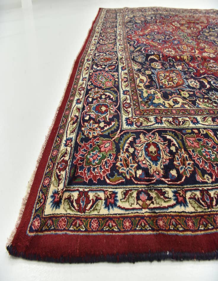 Detail image of  9' 9 x 12' 8  Hand Knotted Mashad Persian Wool Rug