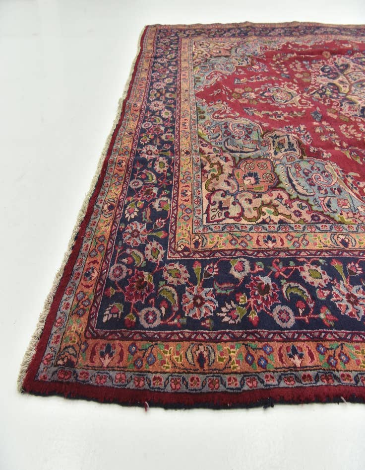 Detail image of  9' 8 x 12' 8  Hand Knotted Mashad Persian Wool Rug