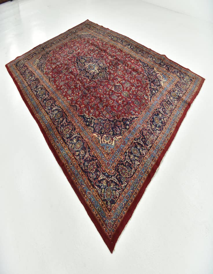 Detail image of  9' 8 x 13'  Hand Knotted Mashad Persian Wool Rug