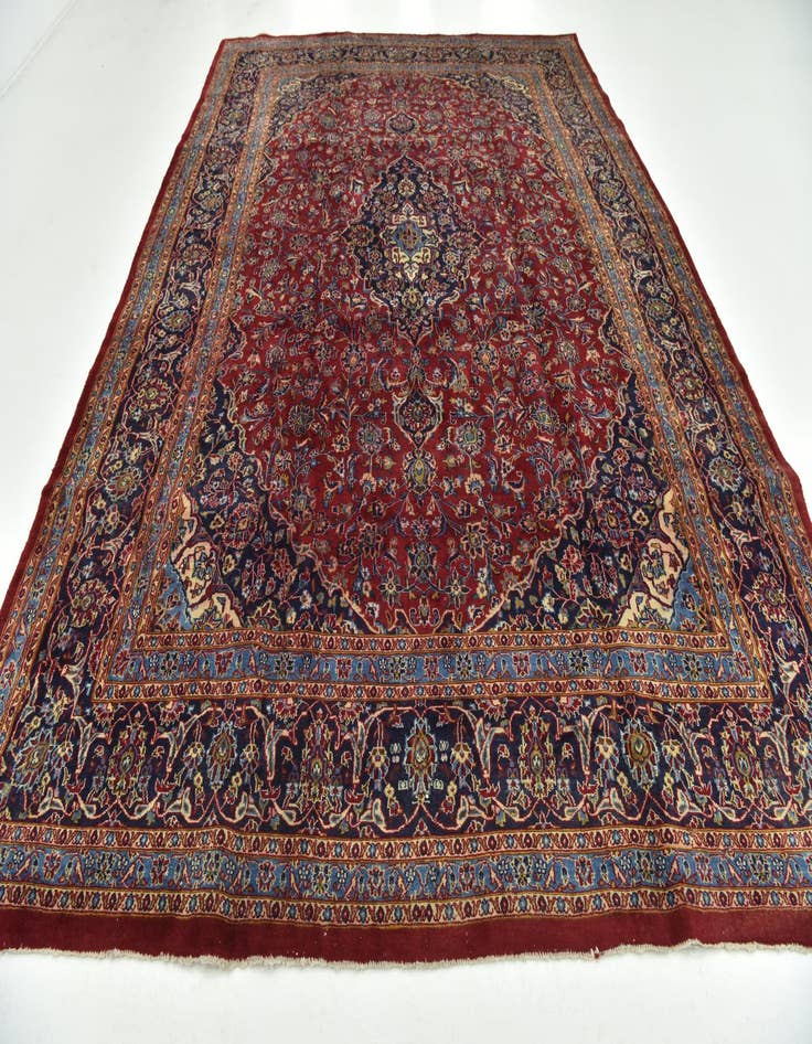 Detail image of  9' 8 x 13'  Hand Knotted Mashad Persian Wool Rug