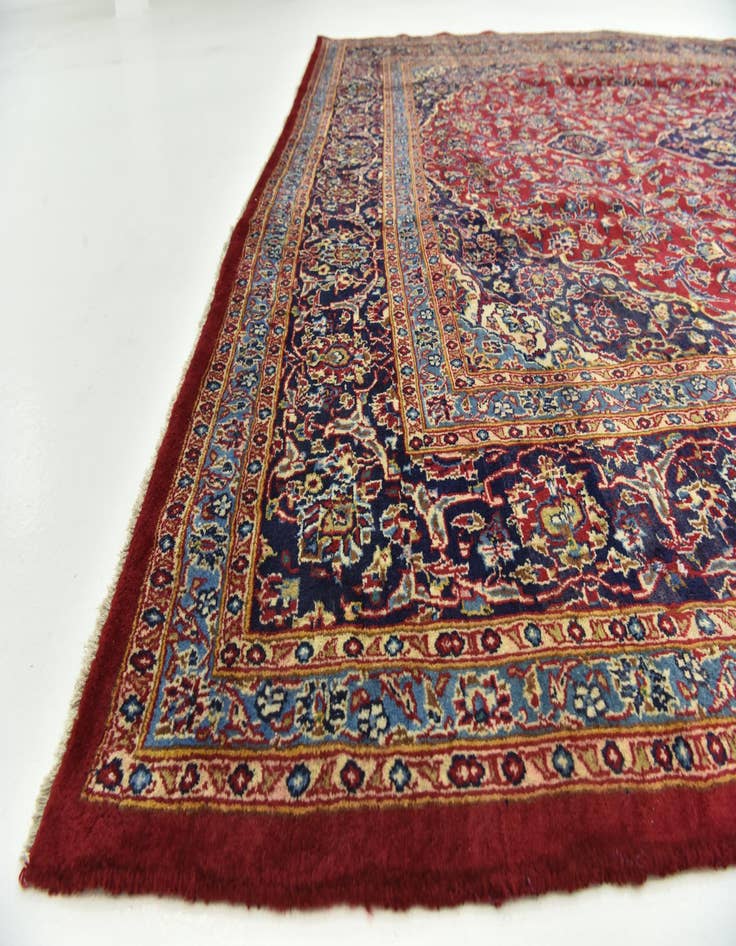 Detail image of  9' 8 x 13'  Hand Knotted Mashad Persian Wool Rug