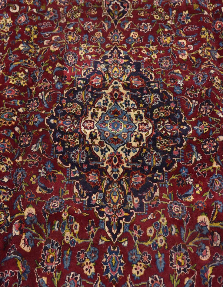 Detail image of  9' 7 x 13' 4  Hand Knotted Mashad Persian Wool Rug
